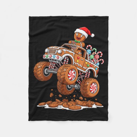 Monster Truck Gingerbread Man Funny Christmas Baki Fleecedecke (Vorderseite)