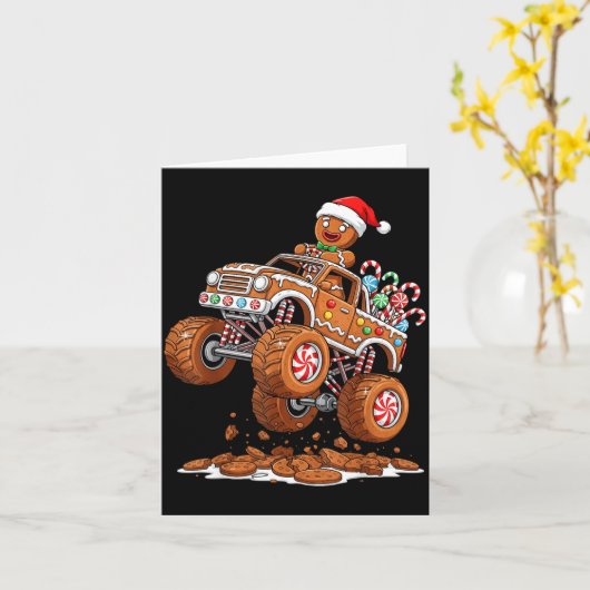 Monster Truck Gingerbread Man Funny Christmas Baki Karte (Gelbe Blume)