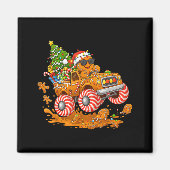 Monster Truck Gingerbread Man Funny Christmas Baki Magnet (Vorne)