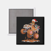 Monster Truck Gingerbread Man Funny Christmas Baki Magnet (Vorderseite/Rückseite)