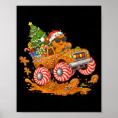 Monster Truck Gingerbread Man Funny Christmas Baki Poster (Vorne)