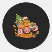 Monster Truck Gingerbread Man Funny Christmas Baki Runder Aufkleber (Vorderseite)