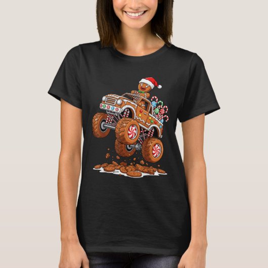 Monster Truck Gingerbread Man Funny Christmas Baki T-Shirt (Vorderseite)
