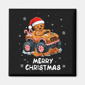Monster Truck Gingerbread Man Funny Merry Christma Magnet (Vorne)