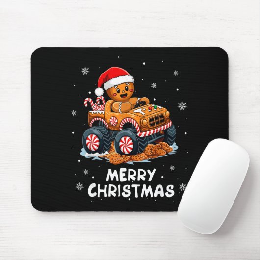 Monster Truck Gingerbread Man Funny Merry Christma Mousepad (Mit Mouse)