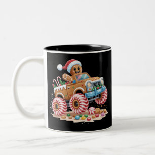 Monster-Truck-Gingerbread-Man-Weihnachtsbacken Zweifarbige Tasse