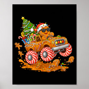 Monster-Truck-Gingerbread-Mann Lustiger Weihnachte Poster