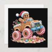 Monster Truck Gingerbrei Mann Weihnachtsgebäck Feiertagskarte (Vorne/Hinten)