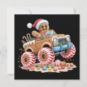 Monster Truck Gingerbrei Mann Weihnachtsgebäck Feiertagskarte (Vorderseite)