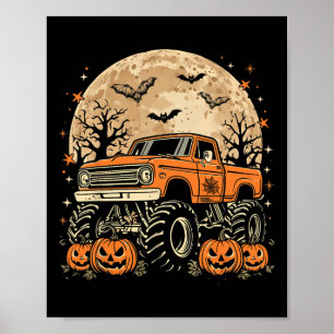 Monster Truck Halloween Kürbislaterne Moon Pumpki Poster
