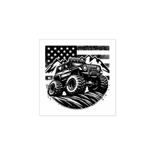 MONSTER TRUCK HOLZ ART BRIEFMARKE GUMMISTEMPEL (Prägung)