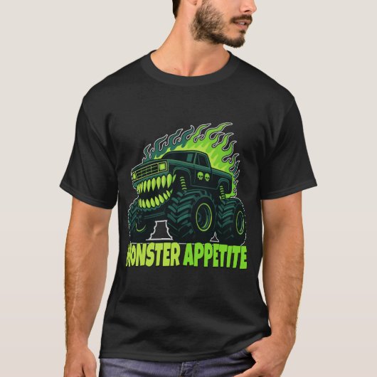 Monster Truck Horror Flame - Aggressive Creature T-Shirt (Vorderseite)