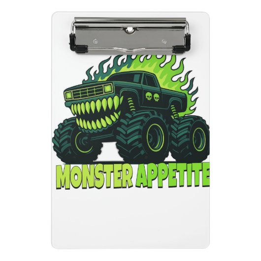 Monster-Truck-Horror-Flamme Mini Klemmbrett (Vorderseite)