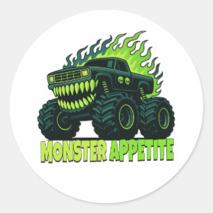 Monster-Truck-Horror-Flamme Runder Aufkleber