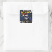 Monster Truck Jam Birthday Party, jedes Alter Quadratischer Aufkleber (Tasche)