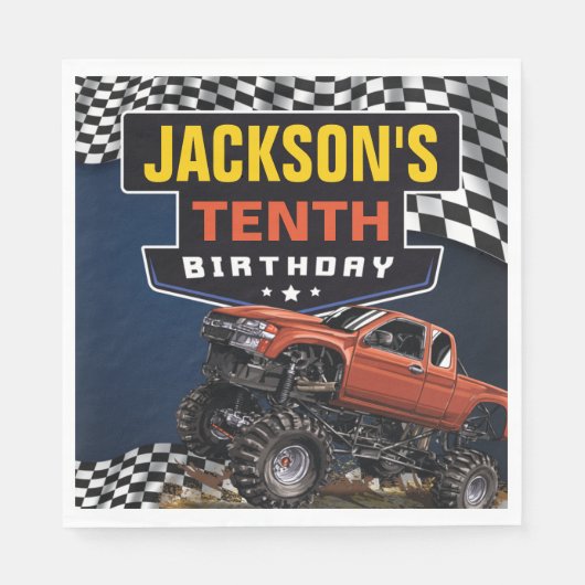Monster Truck Jam Birthday Party, jedes Alter Serviette (Vorderseite)