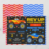 Monster Truck Joint Birthday Invitation Siblings Einladung (Vorne/Hinten)