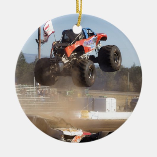 Monster Truck Jumping Keramik Ornament (Vorne)