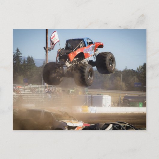 Monster Truck Jumping Postkarte (Vorderseite)
