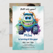 Monster Truck Junge Geburtstag Einladung (Vorne/Hinten)