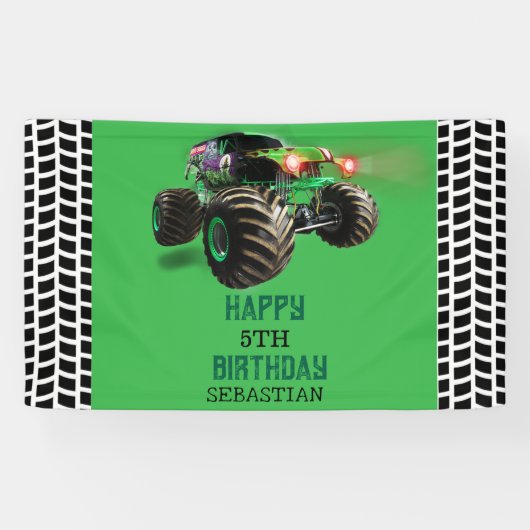 Monster Truck Kid's Birthday Party Junge Banner (Horizontal)