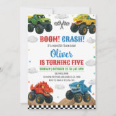 Monster Truck Kindergeburtstag Einladung Boom Cras (Vorderseite)
