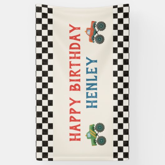 Monster Truck Kindergeburtstag Party Banner (Vertikal)