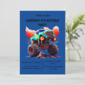 Monster Truck Kindergeburtstag Party Einladung (Stehend Vorderseite)