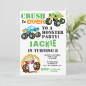 Monster Truck Kindergeburtstag Party Einladung (Stehend Vorderseite)