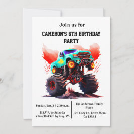 Monster Truck Kindergeburtstag Party Einladung