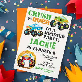 Monster Truck Kindergeburtstag Party Einladung