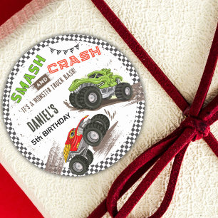 Monster-Truck-Knallparty - cool, modern, süß zum 5 Runder Aufkleber