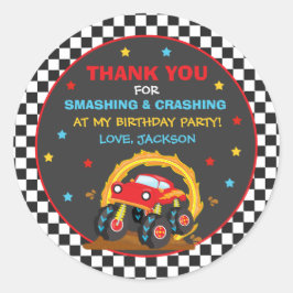 Monster Truck Kundgebung Geburtstagsparty Dekorfav Runder Aufkleber