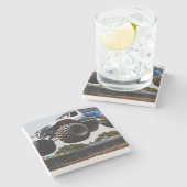 Monster Truck Launch, Stone Untersetzer (Seitenansicht)