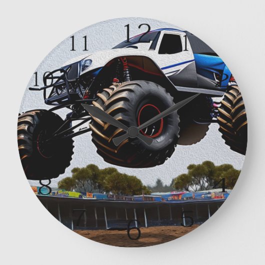 Monster Truck Launch, Wall Clock Große Wanduhr (Vorderseite)