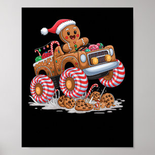 Monster-Truck-Lebkuchenmann Lustiger Weihnachtskön Poster