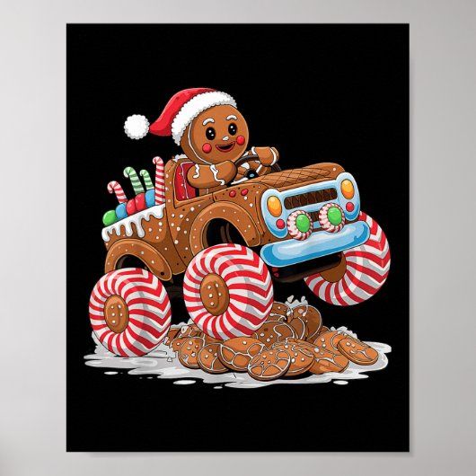 Monster-Truck-Lebkuchenmann-Weihnachtskönig Poster (Vorne)