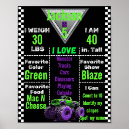 Monster Truck Milestone Chart Poster
