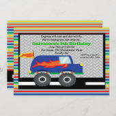 Monster Truck mit Flammen Geburtstag Einladung (Vorne/Hinten)