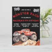 Monster Truck, Monster Bash Geburtstagsparty Einladung (Stehend Vorderseite)