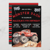 Monster Truck, Monster Bash Geburtstagsparty Einladung (Vorne/Hinten)