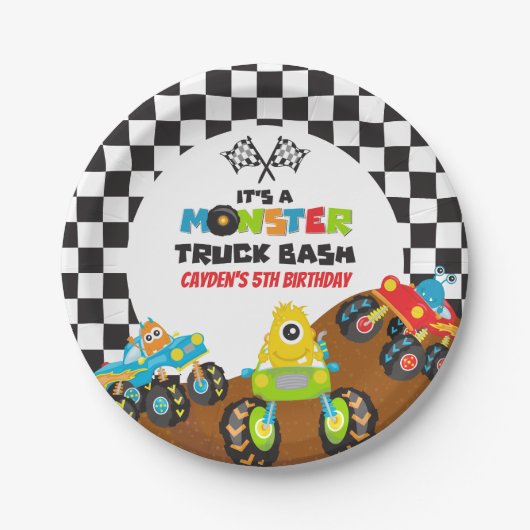 Monster Truck Monster Geburtstag Pappteller (Vorderseite)
