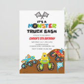 Monster Truck Monsters Geburtstag Einladung (Stehend Vorderseite)
