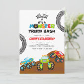 Monster Truck Monsters Geburtstag Einladung (Stehend Vorderseite)