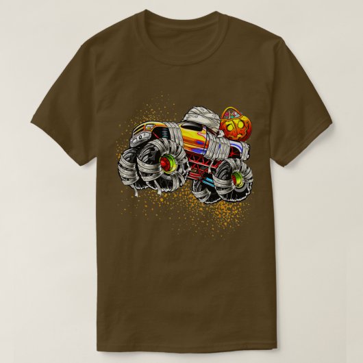 Monster Truck Mummy Halloween Pumpkin TrickOrTreat T-Shirt (Design vorne)