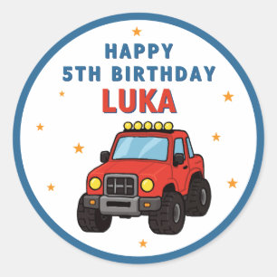 Monster-Truck-Name Alter Geburtstag Party Runder Aufkleber