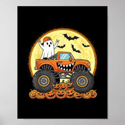 Monster Truck Niedlich Boo Pumpkin Funny Halloween Poster (Vorne)