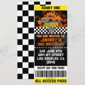 Monster Truck Orange Flames Invite Einladung (Vorne/Hinten)