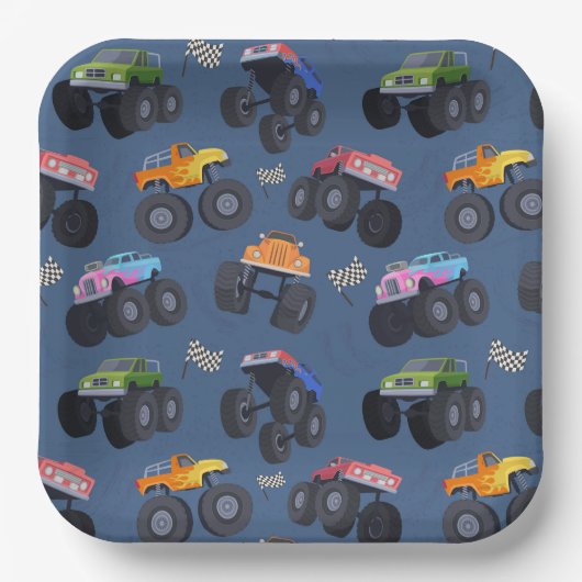 Monster Truck Papier-Teller, Truck Show Party Pappteller (Vorderseite)