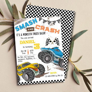 Monster-Truck-Party coole moderne Kinder 3. Geburt Einladung